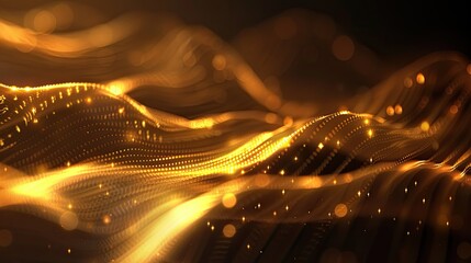 Fototapete - Flowing light waves on a dark background