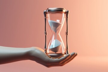 Poster - 3d robot hand hourglass adult time.