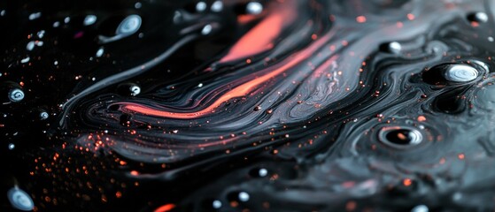 Wall Mural - a black and orange swirl of paint with many small dots