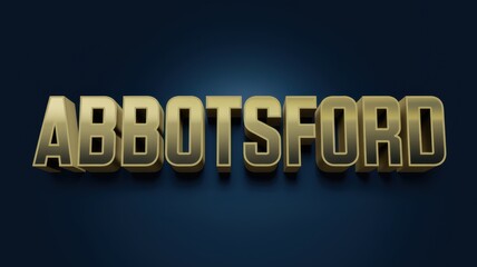 Sticker - 3D Gold Text of 'Abbotsford' on a Deep Blue Background: Ideal for Branding or Promotional Materials