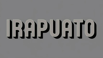 Canvas Print - Stylized Text: 'IRAPUATO' in Bold Gray with Shadow Effect on Simple Background; Ideal for Design Projects