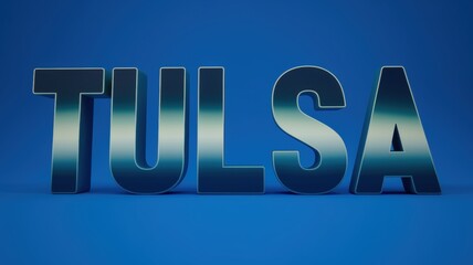 Canvas Print - 3D Text of 'TULSA' in Gradient Blue on a Vibrant Background: Perfect for City Promotion or Travel Branding