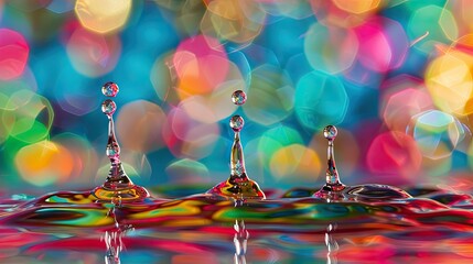 Poster - Colorful liquid droplets suspended in mid-air