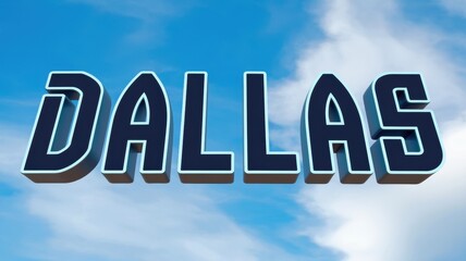 Poster - Bold Typography: 'DALLAS' Text Against a Bright Sky, Ideal for Travel and City Branding