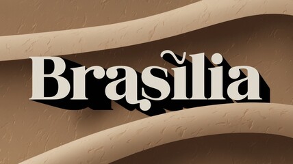 Poster - Stylized Text Design: 'Brasília' in Cream and Black with Organic Curves - Ideal for Graphic Design & Modern Art Projects