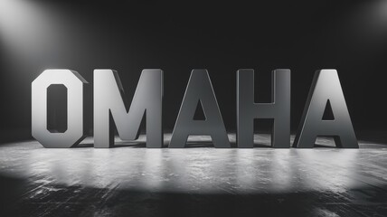 Poster - 3D Text Design of 'OMAHA' in Dramatic Lighting: Ideal for Branding and Creative Projects