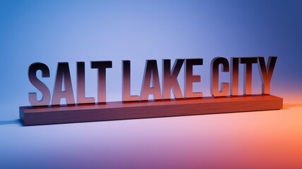 Canvas Print - 3D Text Art: 'SALT LAKE CITY' Sign with Gradient Lighting Effect for Urban Branding Projects