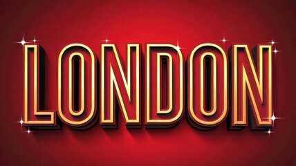 Canvas Print - Retro Neon Sign Displaying 'LONDON' in Bright Gold and Red - Perfect for Travel and City-Themed Designs