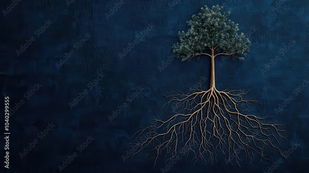 Plan Tree Roots Blueprint showing detailed root structures of coniferous trees ...
