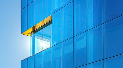 Architectural detail of a modern window with reflective glass