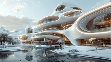 Poster - Abstract render of a futuristic building concept