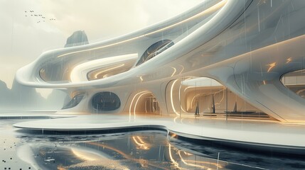 Poster - Abstract render of a futuristic building concept