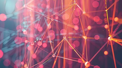 Poster - Abstract network lines and particles forming a digital web
