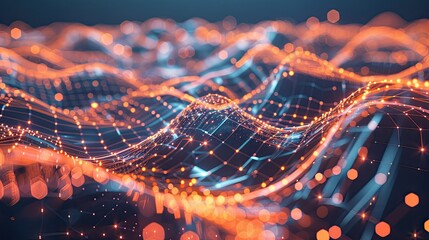 Poster - Abstract network lines and particles forming a digital web