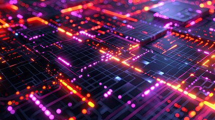Poster - Abstract digital grid with glowing nodes