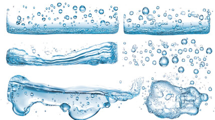 Poster - Water Droplets and Waves on a Transparent Background Generative AI