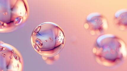 Poster - 3D shiny smooth spheres floating against a gradient background