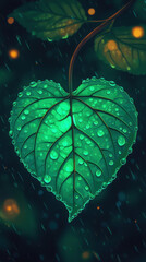 Canvas Print - vibrant green leaf adorned with glistening droplets of water, showcasing natures beauty in sharp focus. intricate details and rich colors evoke sense of freshness and tranquility