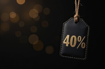 40% off sign, 40 percent Discount special offer illustration, dark label with 40% off on a black background. retail promotions, discount events and social media marketing, big sale offer