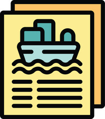 Poster - Document is depicting information about a cargo ship carrying freight, referring to the shipping industry