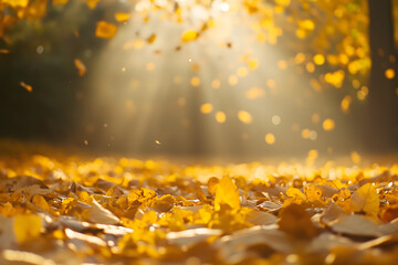 Wall Mural - Orange and yellow autumn leaves background. Generative Ai.