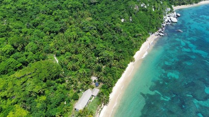 Aerial photo of Playa La Piscina in Tayrona Natural Park, Colombia