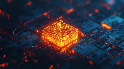 Poster - Glowing Firewall Symbol on Digital Background
