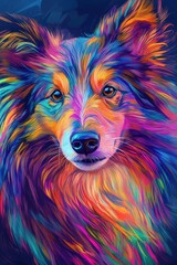 Naklejka na meble Dog with colorful hair