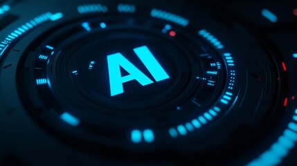 AI logo with the letters 'AI' in bold, Technology, Blue Tone