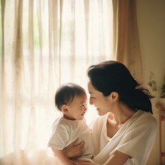 Wall Mural - Portrait photo baby togetherness.