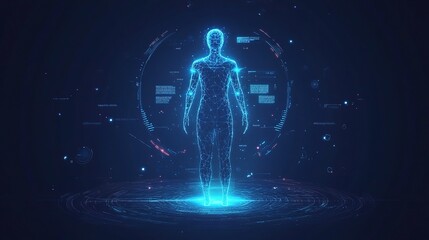 Poster - Digital Human Figure with Holographic Elements