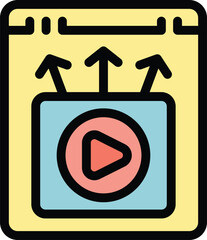 Poster - This colorful icon depicts a website page displaying a video player with three arrows pointing up, symbolizing an increase in views