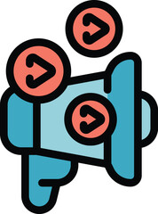 Poster - Megaphone is spreading share symbol icons, representing a content sharing concept