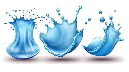 Poster - Dynamic Blue Water Splashes and Droplets With Transparent Background Generative AI