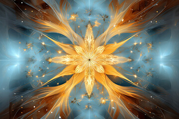 Poster - Beautiful Christmas background with golden snowflakes over blue backdrop
