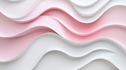 Wall Mural - Abstract pink and white background with wavy lines.