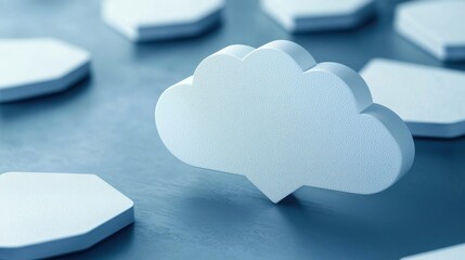 Poster - Glowing Digital Cloud with Floating Shields