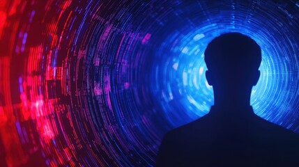 Poster - Digital Silhouette with Firewall Background Effects