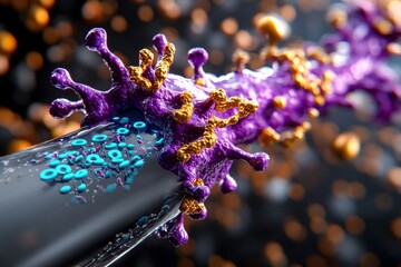 Poster - Hyper-realistic view of a human cell membrane, with detailed phospholipids and proteins forming a complex network of ion channels and transporters