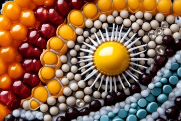 Poster - Ion channels in action, showing a close-up of the cell membrane with ions like calcium and sodium moving in and out through the channels