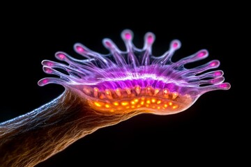 Poster - Ion channels opening in a neuronâ€™s membrane, allowing potassium ions to flow out of the cell, contributing to the action potential