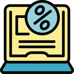 Poster - This icon illustrates a laptop showing a discount percentage symbol, perfect for representing online shopping and deals