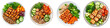 © Daylife - colorful bowls of grilled chicken, fresh greens, and assorted vegetables make a vibrant and healthy meal option. clipart, isolated on transparent background