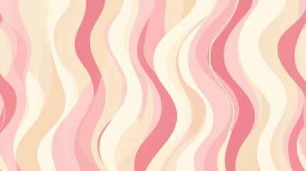 Wall Mural - Wavy lines in shades of pink and beige, creating an elegant pattern for scrapbooking paper.