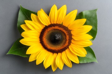 Aufkleber - Single sunflower against a plain background, capturing the essence of harvest season with simple elegance