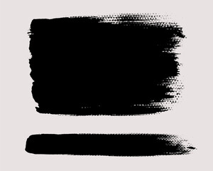 Poster - Brush strokes vector. Painted line and rectangle banner collection. Long and wide grunge background. Grain texture design elements