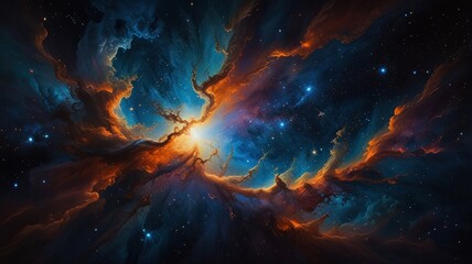Wall Mural - a stunning nebula with swirling clouds of gas and dust, illuminated by a bright star in the center.