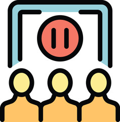 Poster - Group of people watching a paused video projected on a screen