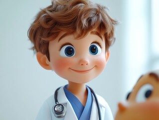 Wall Mural - Smiling Cartoon Doctor