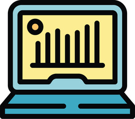 Poster - Laptop displaying a growing bar chart, symbolizing business growth and achievement